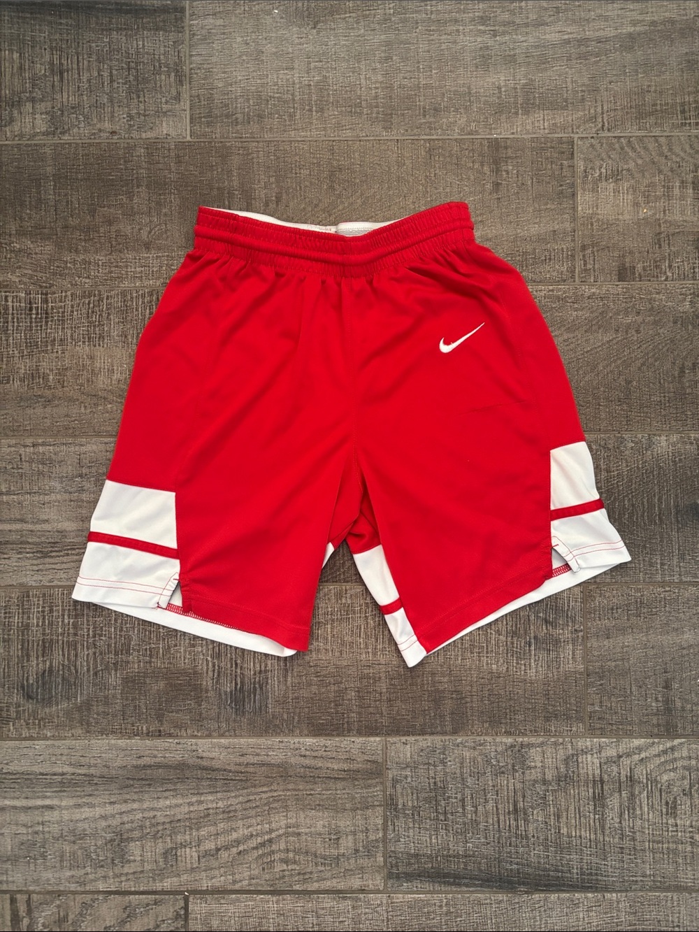 Nike Red Boys' Athletic Shorts with White Panels